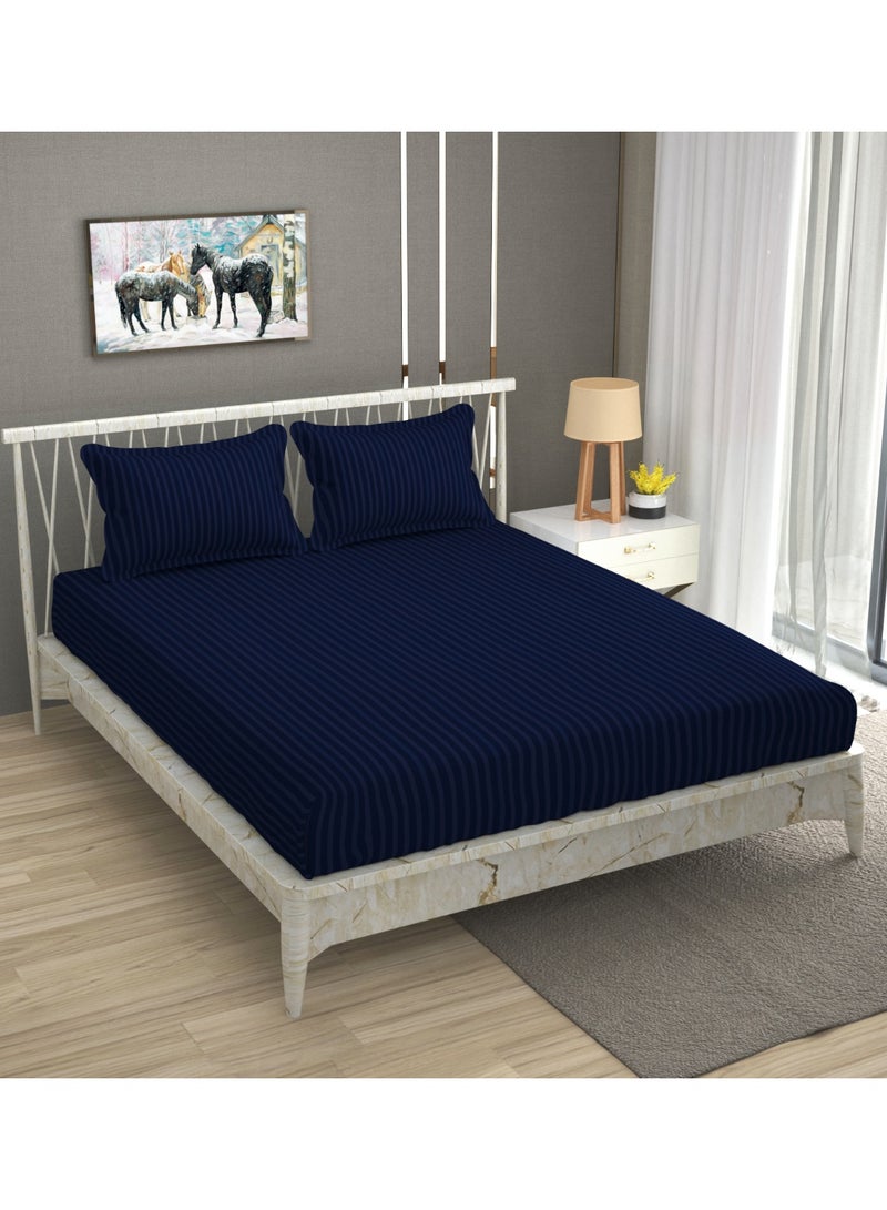AURIO طقم ملاءات سرير كينج فاخرة بحجم كبير مع 2 غطاء وسادة – 270x270 سم من الألياف الدقيقة الفاخرة – ملاءة مسطحة مريحة لجميع الفصول – قماش مقاوم للتلاشي وسهل العناية لغرفة النوم الرئيسية - Image 1